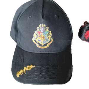Harry Potter Black Cap Adjustable Snapback Baseball Hat Universal Studios EUC